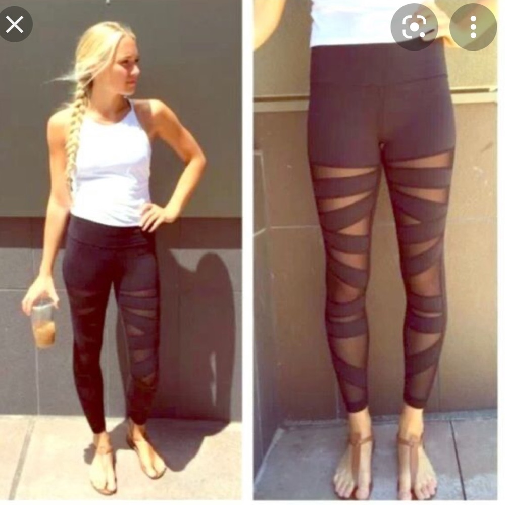 Lululemon Wunder under black mesh leggings Sz 8